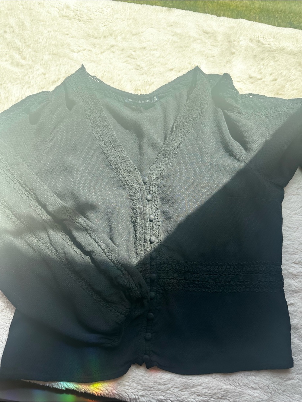 Abercrombie Black Peasant Blouse with bubble sleeves🖤